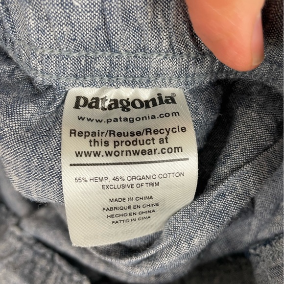 Patagonia Baggies Naturals Hemp and Cotton Chambray  Blue Shorts Large - Picture 5 of 9